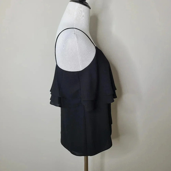 NWT J. Crew Black Drapey Ruffle Cami Tank Top 0 - Picture 3 of 5